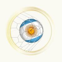 Argentina scoring goal, abstract football symbol with illustration of Argentina ball in soccer net. vector