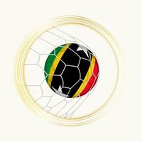 Saint Kitts and Nevis scoring goal, abstract football symbol with illustration of Saint Kitts and Nevis ball in soccer net. vector