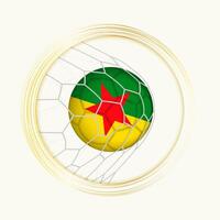 French Guiana scoring goal, abstract football symbol with illustration of French Guiana ball in soccer net. vector