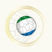 Sierra Leone scoring goal, abstract football symbol with illustration of Sierra Leone ball in soccer net. vector