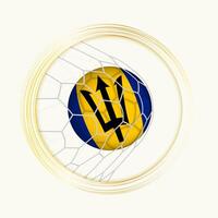 Barbados scoring goal, abstract football symbol with illustration of Barbados ball in soccer net. vector