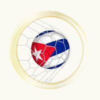 Cuba scoring goal, abstract football symbol with illustration of Cuba ball in soccer net. vector