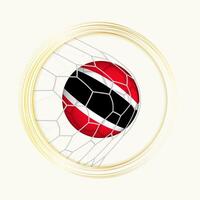 Trinidad and Tobago scoring goal, abstract football symbol with illustration of Trinidad and Tobago ball in soccer net. vector