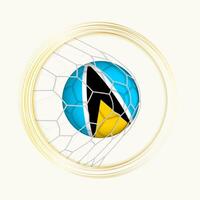 Saint Lucia scoring goal, abstract football symbol with illustration of Saint Lucia ball in soccer net. vector