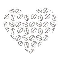 Patterned Heart shape of outline coffee beans in minimalistic style Greeting or cards design concept Isolate EPS For cards, poster, banner, brochure, billboard, price, label, wallpaper or web vector