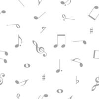 Music notes seamless pattern background, white and grey vector