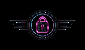 Cyber security concept. Locks on technology and dark background. Hacker protection and viruses on the Internet. vector