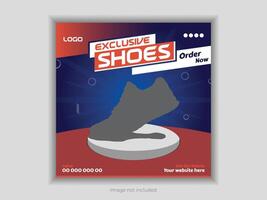 Shoes sale social media post design in square banner template design vector