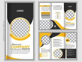 Modern and clean tri fold brochure template design for business and corporate office vector