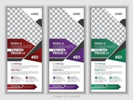 Modern clean and minimal roll up banner design with multiple color variation. vector