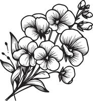 Delicate sweet pea tattoo. sweet pea illustration, beautiful sweet pea cathartic flower bouquet, hand-drawn coloring pages and book of artistic, blossom sweet pea, engraved ink art vector