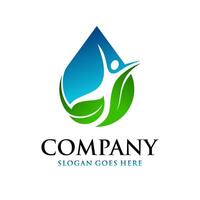 leaf and person water drop logo vector