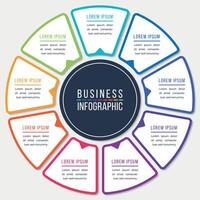 Infographic design circle 9 steps or elements business information colored template vector