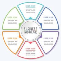 Infographic design circle 6 steps or elements business information colored vector