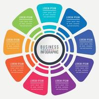 Infographic circle design 9 steps, objects, options or elements business information colorful vector
