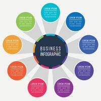 Infographic circle design 9 steps, objects, options or elements business information colorful vector