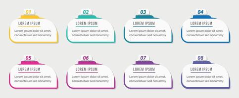 Infographics elements 8 objects, options business information design vector
