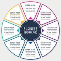 Infographic design circle 8 steps or objects business information colored template vector