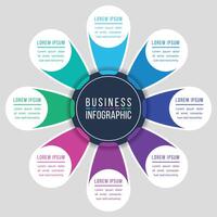 Infographic circle design 8 steps, objects, options or elements business information colorful vector