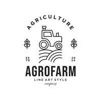 Farm logo template, logo design for agriculture, agronomy, wheat farm, Simple Thin Line Icon, farmer truck, suitable for agriculture business vector