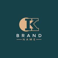 This captivating flat logo features the letter K against a serene backdrop of a shimmering moon vector