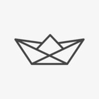 Paper boat line icon. Origami ship. Illustration vector