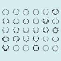 a set of laurel wreaths on a blue background vector