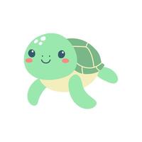 Hand drawn cute sea turtle. Marine life animals. Template for stickers, baby shower, greeting cards and invitation. vector