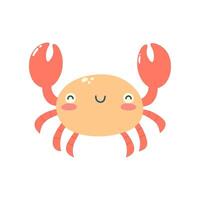 Hand drawn cute crab. Marine life animals. Template for stickers, baby shower, greeting cards and invitation. vector