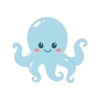 mano dibujado linda pulpo. marina vida animales modelo para pegatinas, bebé ducha, saludo tarjetas y invitación. vector