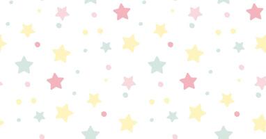 Donut seamless pattern. Sprinkle candy confetti background with stars and dots. Sweet cake texture. Colorful wallpaper vector