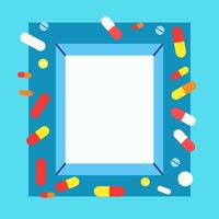 Empty Paper Frame Background with Drugs Medicine Capsule Pill vector