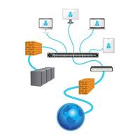 Lan network 3D diagram for business and technology concept. WAN of computer networking. vector