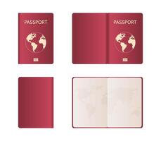 Creative of passports with a globe map isolated on a white background. Illustration. vector