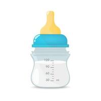 Baby milk bottle icon with shadow on white background. vector