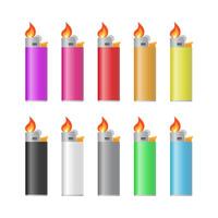 Multicolored lighters isolated on white background. vector