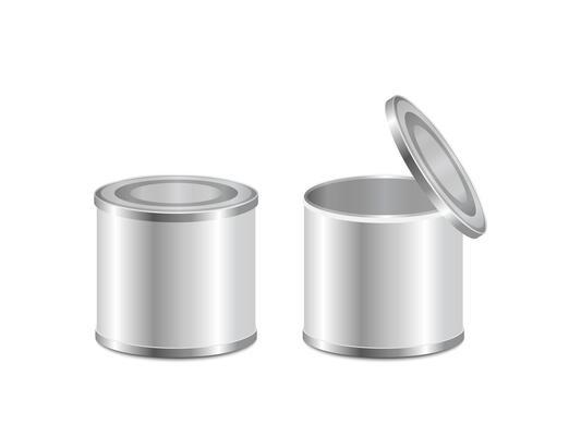 Set of realistic tin can design isolated on white background. illustration EPS 10.