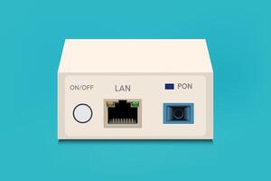 Passive Optical Network Equipment, PON. Optical Network Terminal, ONT. Optical Network Unit, ONU. vector