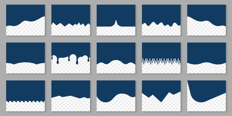 Divider Shape for Website Top and Page Bottom Set. Separator Border Collection For Poster, App, Banner. Curve Line, Waves, Drops. Abstract Form, Element for Web Page. Isolated Illustration