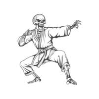 karate skull hand drawing illustration vector