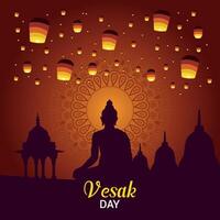 Flat vertical poster template for vesak day illustration festival celebration social media post and vesak day Banner vector