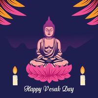 Flat vertical poster template for vesak day illustration festival celebration social media post and vesak day Banner vector