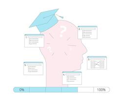 Online quality test. Learning science research. illustration. vector