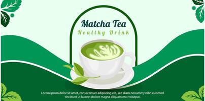 Matcha Tea Green Banner Template vector
