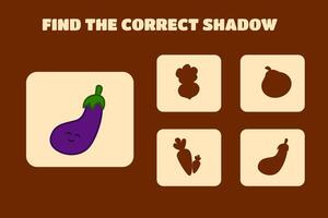 Find the correct shadow Children's educational game vegetables vector