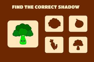 Find the correct shadow Children's educational game vegetables vector