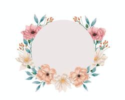 White and Pink Watercolor Flower Wreath vector