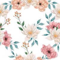 White and Pink Watercolor Flower Seamless Pattern vector