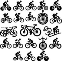 Simple Logo Clipart, Abstract Silhouette Bicyclist Wave Style Illustration of Bike Cycling Bicycle Sports Race Icon vector