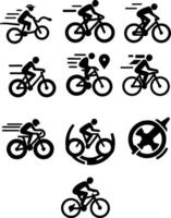 Simple Logo Clipart, Abstract Silhouette Bicyclist Wave Style Illustration of Bike Cycling Bicycle Sports Race Icon vector